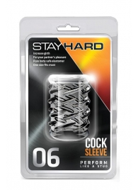 Прозрачная насадка с объёмными чёрточками STAY HARD COCK SLEEVE 06 CLEAR - Blush Novelties - в Батайске купить с доставкой