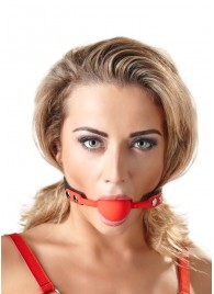 Силиконовый кляп-шар на чёрных ремешках Red Gag silicone - Orion - купить с доставкой в Батайске