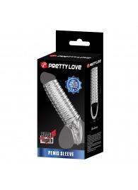 Прозрачная насадка на пенис с ребрышками и подхватом мошонки - Baile - в Батайске купить с доставкой