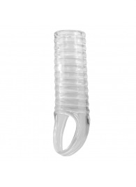Прозрачная насадка на пенис с ребрышками и подхватом мошонки - Baile - в Батайске купить с доставкой