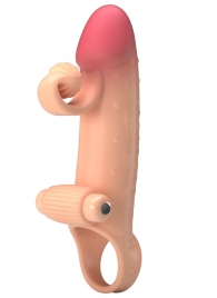 Телесная вибронасадка на пенис с подхватом мошонки - 20 см. - Baile - в Батайске купить с доставкой