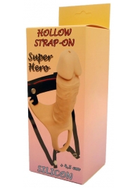 Телесный полый страпон на ремешках - 16,5 см. - Boys of Toys - купить с доставкой в Батайске