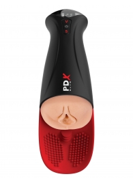 Телесный мастурбатор-вагина в черной колбе с вибрацией Fuck-O-Matic Pro XL - Pipedream - в Батайске купить с доставкой