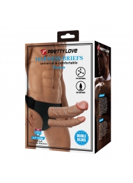 Темно-бежевый фаллопротез для двойного проникновения - 17,5 см. - Baile - купить с доставкой в Батайске