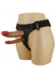 Темно-бежевый фаллопротез для двойного проникновения - 17,5 см. - Baile - купить с доставкой в Батайске