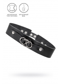 Черный чокер-ошейник со связанными кольцами на подложке - Pecado - купить с доставкой в Батайске