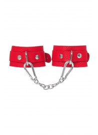 Красные кожаные наручники-браслеты со скруглёнными углами - Pecado - купить с доставкой в Батайске