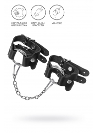 Черные кожаные наручники-браслеты из двух ремешков - Pecado - купить с доставкой в Батайске