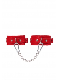 Красные кожаные узкие оковы со скруглёнными углами - Pecado - купить с доставкой в Батайске