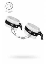 Бело-черные мягкие оковы с одним ремешком и люверсами - Pecado - купить с доставкой в Батайске