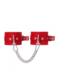 Красные мягкие кожаные оковы с люверсами - Pecado - купить с доставкой в Батайске