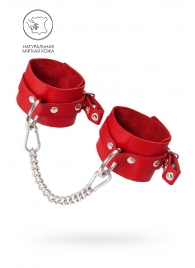 Красные мягкие кожаные оковы с люверсами - Pecado - купить с доставкой в Батайске