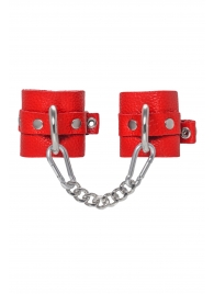 Красные мягкие кожаные наручники с люверсами - Pecado - купить с доставкой в Батайске