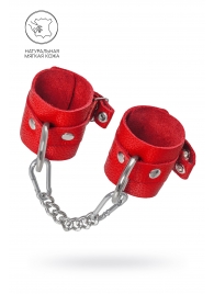 Красные мягкие кожаные наручники с люверсами - Pecado - купить с доставкой в Батайске