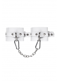 Белые мягкие кожаные наручники с люверсами - Pecado - купить с доставкой в Батайске