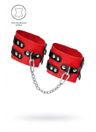 Красно-черные мягкие оковы с двумя ремешками с люверсами - Pecado - купить с доставкой в Батайске