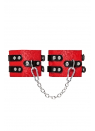 Красно-черные мягкие оковы с двумя ремешками с люверсами - Pecado - купить с доставкой в Батайске