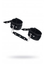 Черные двухслойные кожаные оковы с белой строчкой - Pecado - купить с доставкой в Батайске