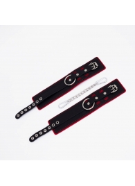 Черно-красные оковы с красной строчкой Sex - Crazy Handmade - купить с доставкой в Батайске