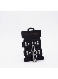 Черные кожаные наручники с регулируемыми ремешками - Crazy Handmade - купить с доставкой в Батайске