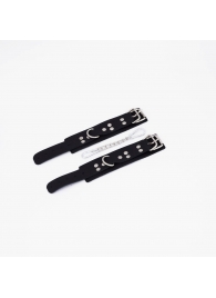 Черные кожаные наручники с регулируемыми ремешками - Crazy Handmade - купить с доставкой в Батайске