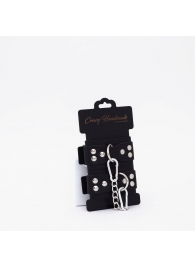 Черные кожаные оковы с регулируемыми ремешками - Crazy Handmade - купить с доставкой в Батайске