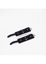 Черные кожаные наручники с хромированной фурнитурой - Crazy Handmade - купить с доставкой в Батайске