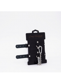 Черные кожаные оковы с хромированной фурнитурой - Crazy Handmade - купить с доставкой в Батайске