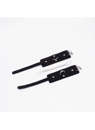 Черные кожаные оковы с хромированной фурнитурой - Crazy Handmade - купить с доставкой в Батайске