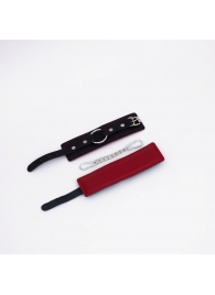 Черно-красные кожаные наручники - Crazy Handmade - купить с доставкой в Батайске