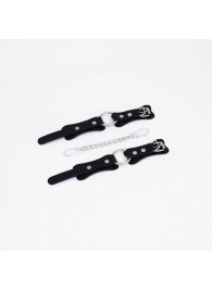 Черные кожаные наручники с кольцом - Crazy Handmade - купить с доставкой в Батайске