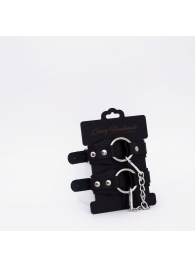 Черные кожаные оковы с кольцом - Crazy Handmade - купить с доставкой в Батайске