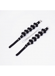 Черные кожаные наручники из звеньев - Crazy Handmade - купить с доставкой в Батайске