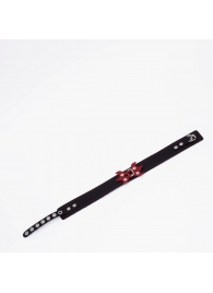 Черный ошейник с красным декором и строчкой - Crazy Handmade - купить с доставкой в Батайске