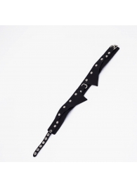 Черный однослойный кожаный ошейник с имитацией воротничка - Crazy Handmade - купить с доставкой в Батайске