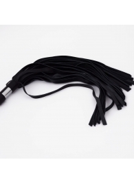 Черный кожаный флоггер со стальной ручкой - 45 см. - Crazy Handmade - купить с доставкой в Батайске