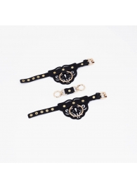 Черные наручники с золотистой фурнитурой - Crazy Handmade - купить с доставкой в Батайске