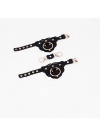Черные наручники с золотистой фурнитурой - Crazy Handmade - купить с доставкой в Батайске