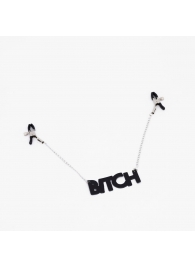 Зажимы на соски с кожаной подвеской Bitch - Crazy Handmade - купить с доставкой в Батайске