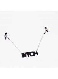 Зажимы на соски с кожаной подвеской Bitch - Crazy Handmade - купить с доставкой в Батайске