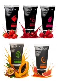 Набор из 5 съедобных лубрикантов JUJU (клубника, малина, тропические фрукты, вишня, грейпфрут) - JuJu - купить с доставкой в Батайске