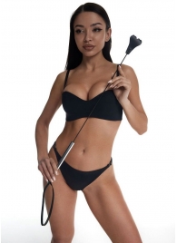 Стек с черным кожаным наконечником в виде сердца и металлической ручкой - 67 см. - Crazy Handmade - купить с доставкой в Батайске