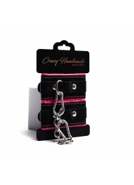 Черно-розовые скругленные наручники с мягкой подкладкой - Crazy Handmade - купить с доставкой в Батайске