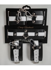 Набор фиксаторов из черной и белой натуральной кожи - Crazy Handmade - купить с доставкой в Батайске