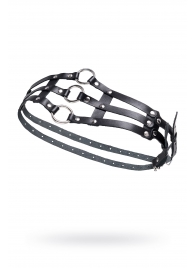 Черный кожаный пояс с кольцами - Pecado - купить с доставкой в Батайске