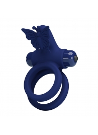 Синее эрекционное кольцо с вибростимуляцией клитора - Baile - в Батайске купить с доставкой
