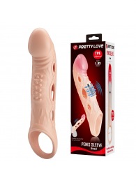 Телесная удлиняющая насадка с рельефом и вибрацией Brad - 21,3 см. - Baile - в Батайске купить с доставкой