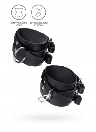 Черные кожаные оковы с двумя перекрёстными ремешками - Pecado - купить с доставкой в Батайске