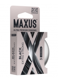 Черные утолщенные презервативы MAXUS Extra Strong с железным кейсом - 3 шт. - Maxus - купить с доставкой в Батайске