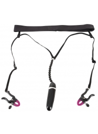 Женские вибростринги с зажимами для половых губ Spreader String with Vibrator - Orion - купить с доставкой в Батайске